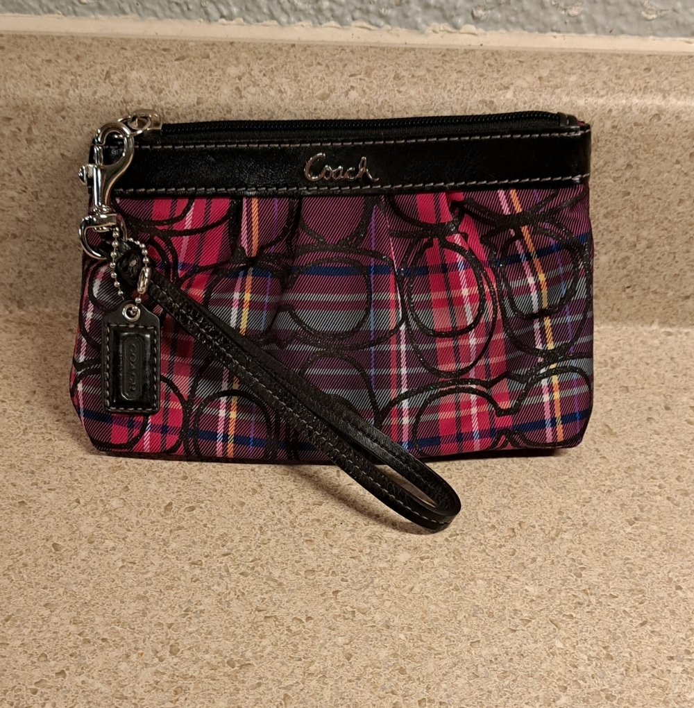 Coach Pink and Black Wristlet